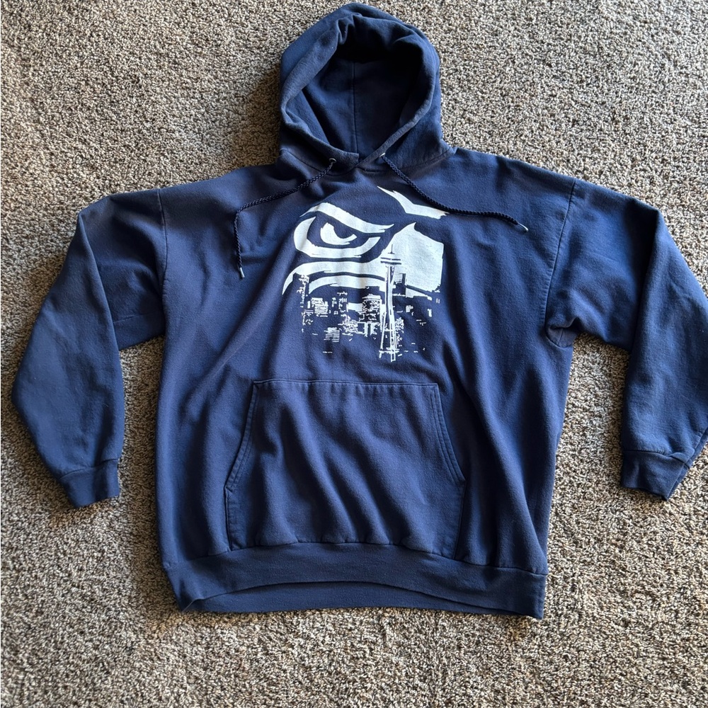 Seattle Seahawks Hanes Dark Blue Graphic Hoodie